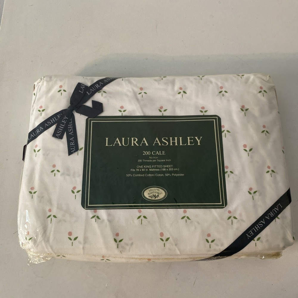 Vintage Laura Ashley Castleberry King Size Fitted Sheet New OLD STOCK Sealed